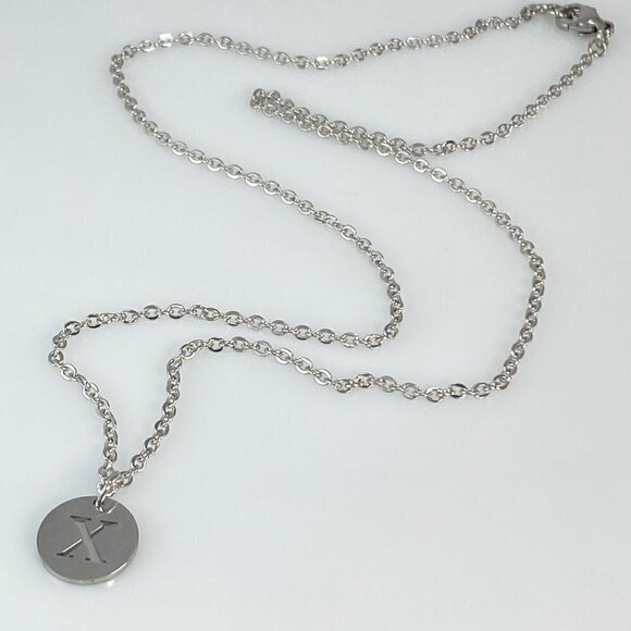 (Choose your) Initial Letter Stainless Steel Cable Chain Necklace - Picture 9 of 10